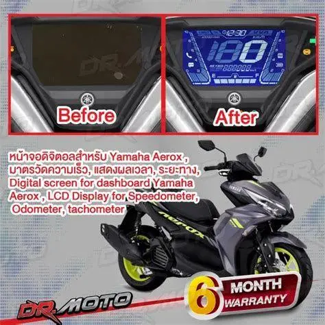 Dashboard Aerox 2021 Panel instrumen digital Yamaha Aerox 2021 dengan indikator Y-Connect