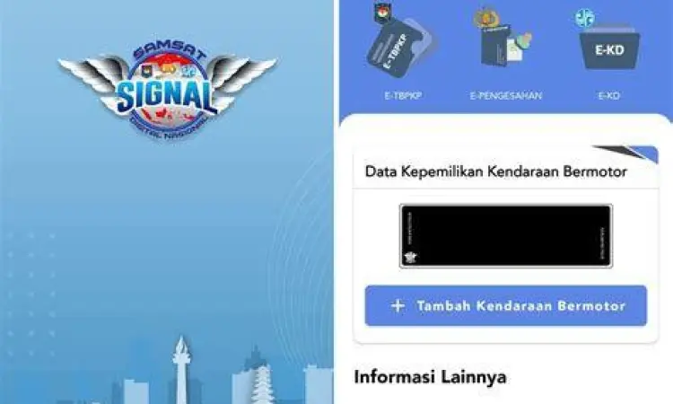 Layanan Digital Samsat Jakarta Tampilan aplikasi SIGNAL untuk bayar pajak online