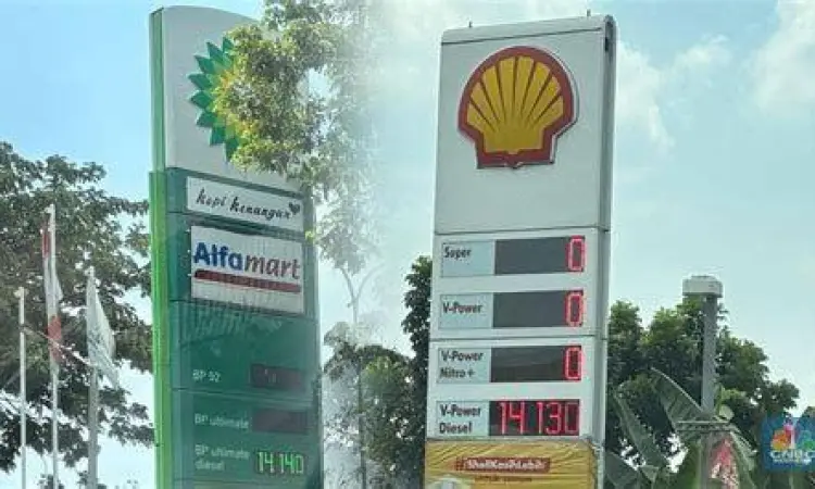 Papan Harga Shell Papan informasi harga bensin Shell di SPBU