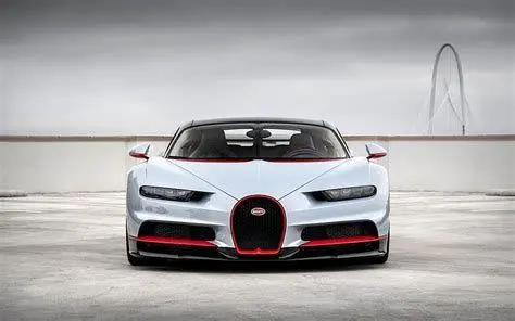 Bugatti Chiron Front View Tampilan depan Bugatti Chiron yang agresif dan elegan