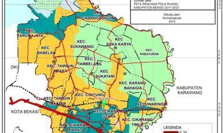 Peta kawasan industri di sepanjang Jalan Raya Narogong