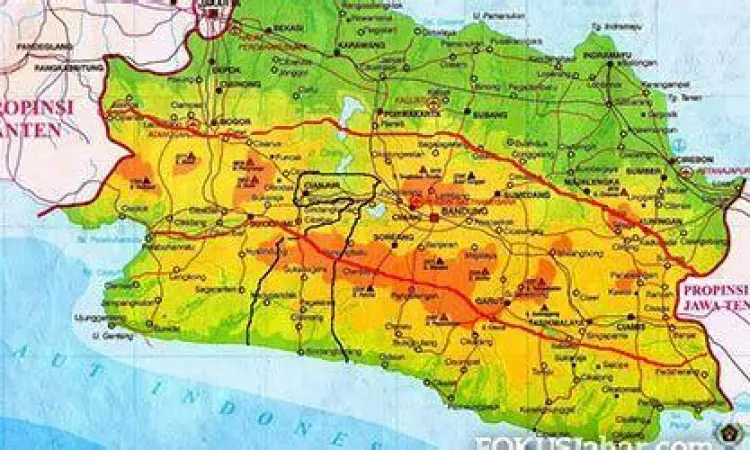 Peta cakupan wilayah plat nomor Z di Jawa Barat