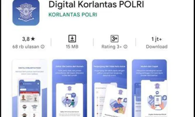 Aplikasi Perpanjang SIM Online Tampilan aplikasi Digital Korlantas Polri untuk perpanjang SIM