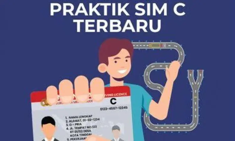 Proses ujian praktik SIM C di lapangan