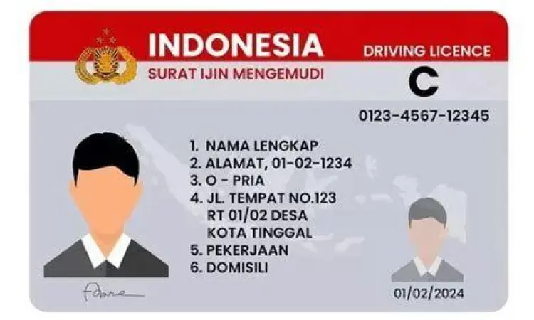 Letak nomor SIM C pada bagian depan kartu