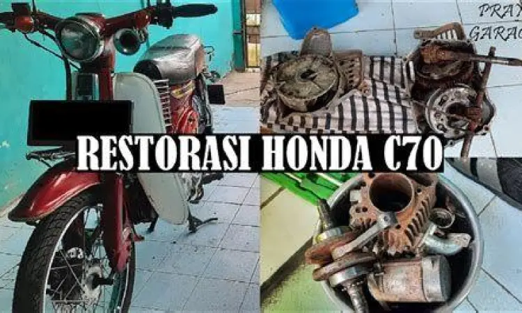 Proses restorasi mesin motor honda c70 klasik