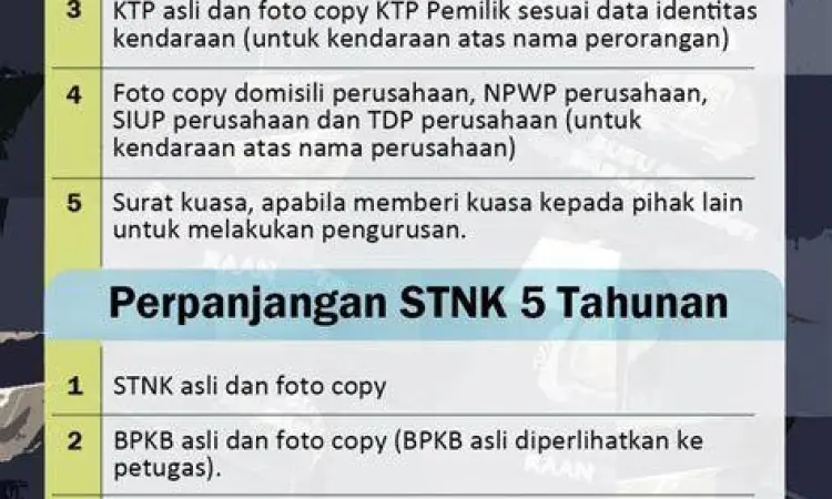 Persyaratan Dokumen Samsat Berkas dokumen persyaratan perpanjang plat motor
