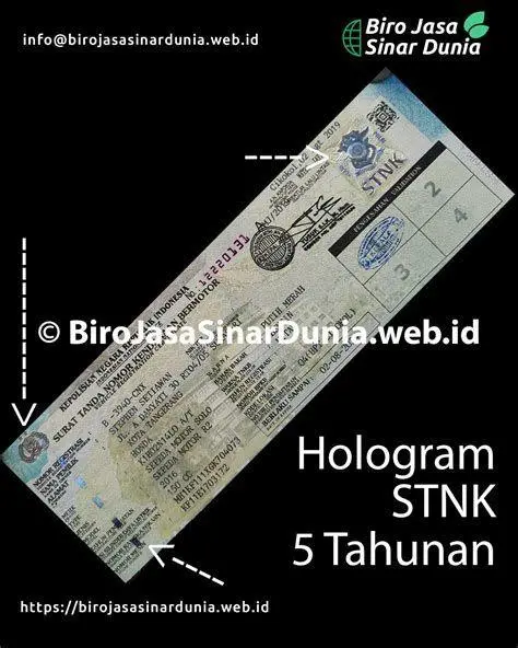 Hologram Keamanan STNK Detail hologram pada STNK motor asli